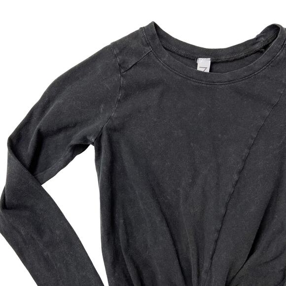 Zella Girls Size XS‎ Long Sleeve T Shirt Gray Tie Knot Waist - Picture 4 of 8